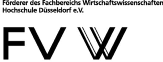 Abgebildet ist das Logo der Förderer des Fachbereiches Wirtschaftswissenschaften Hochschule Düsseldorf e.V.